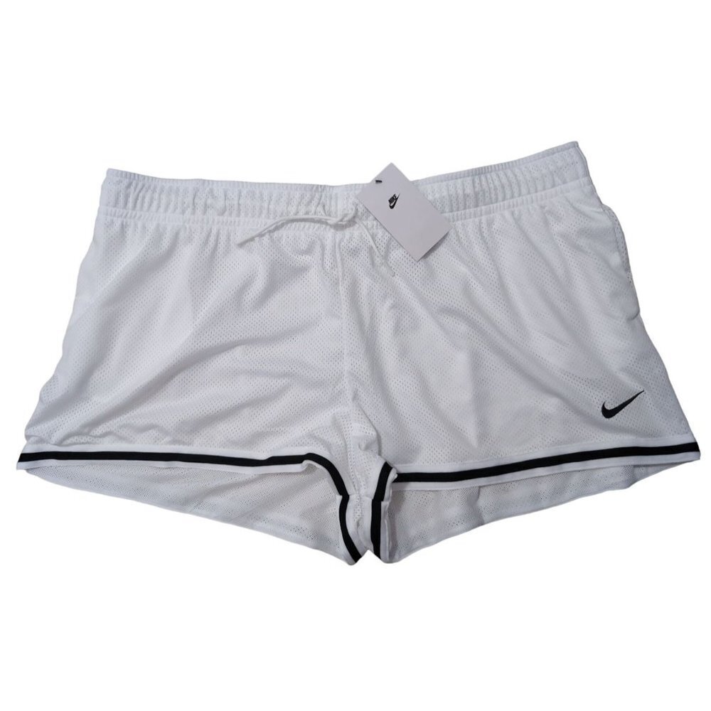 Nike Sportswear Essentials Mesh Mid-Rise Shorts Womens XXL White Loose Fit